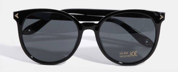 Round Lens Sunglasses, Colour: Black