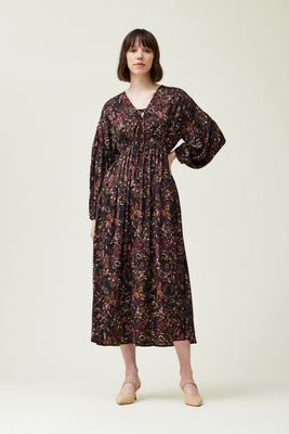 Printed Satin Maxi Dress