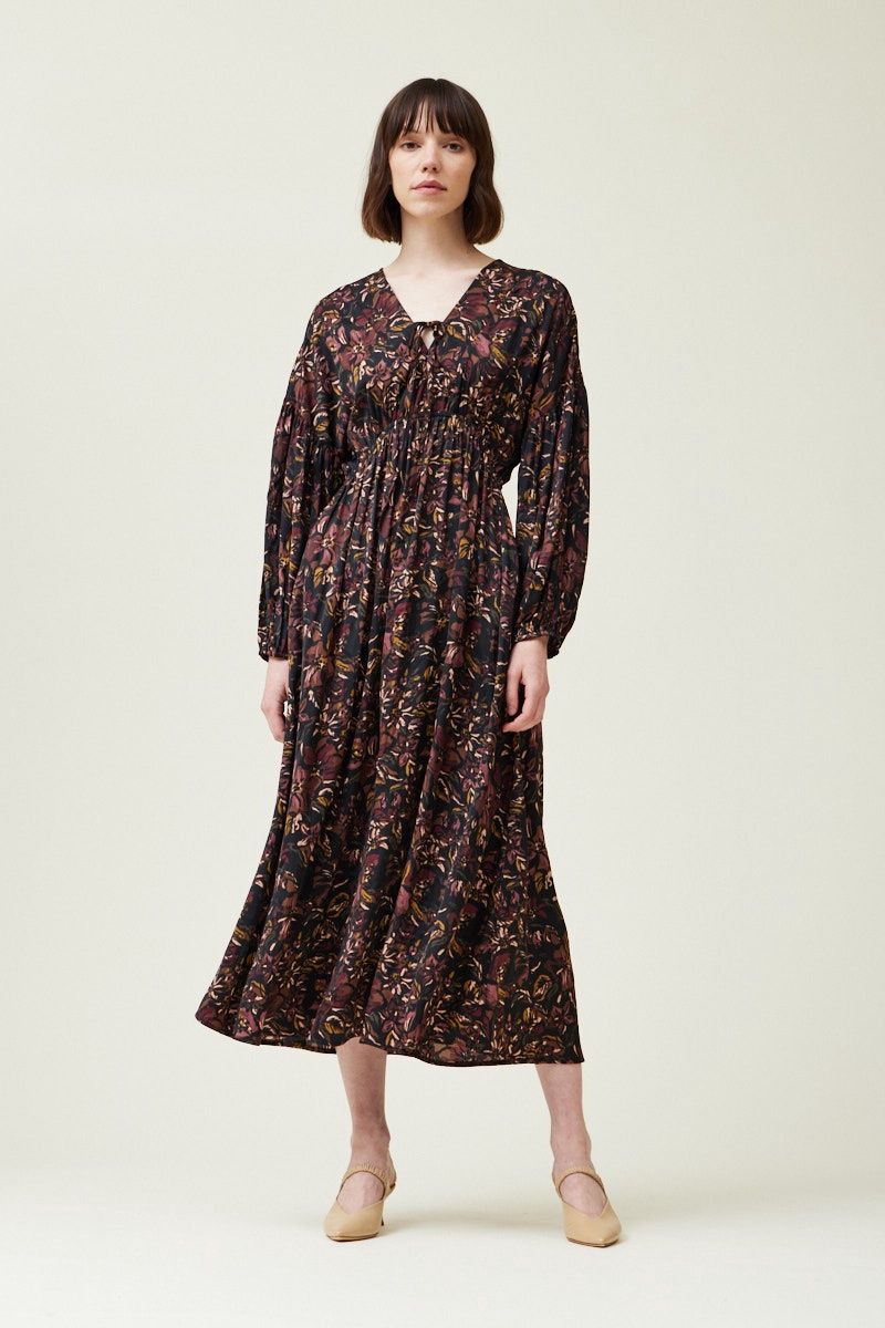 Printed Satin Maxi Dress