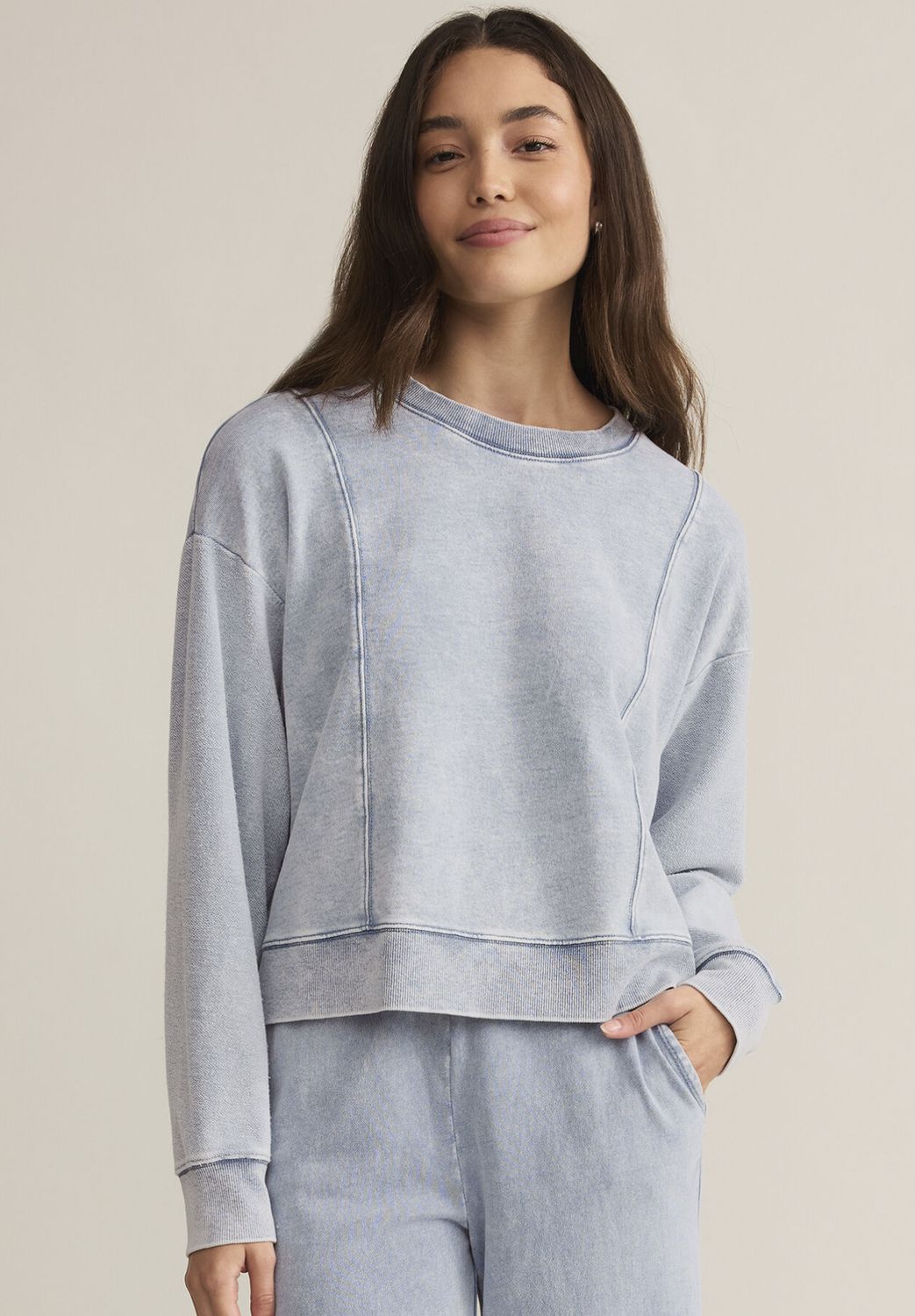 Lax Knit Denim Sweatshirt