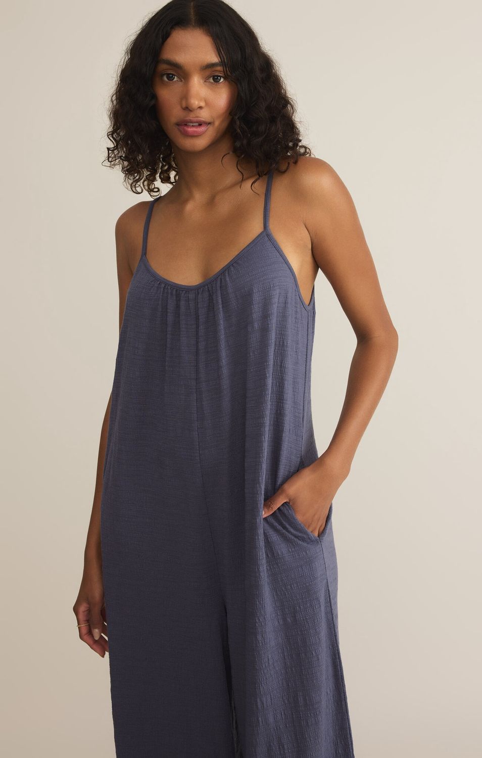 Textured Flared Jumpsuit, Size: Extra Small, Colour: Worn Blue