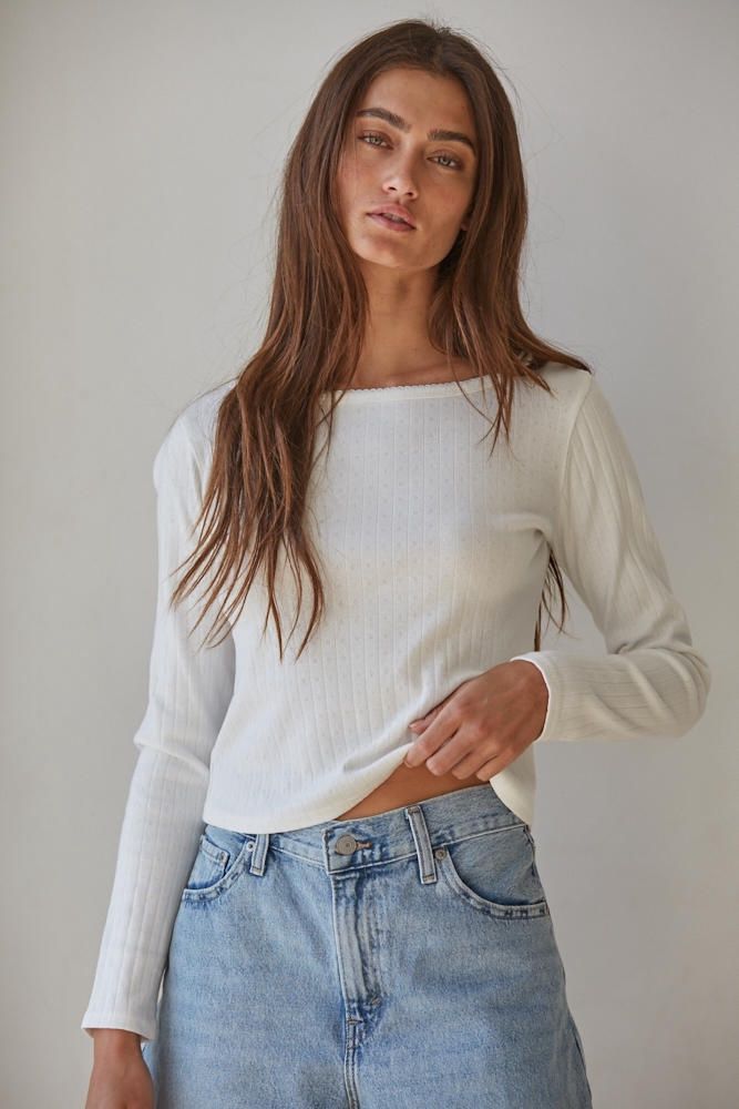 The Pointelle Ribbed Long Sleeve