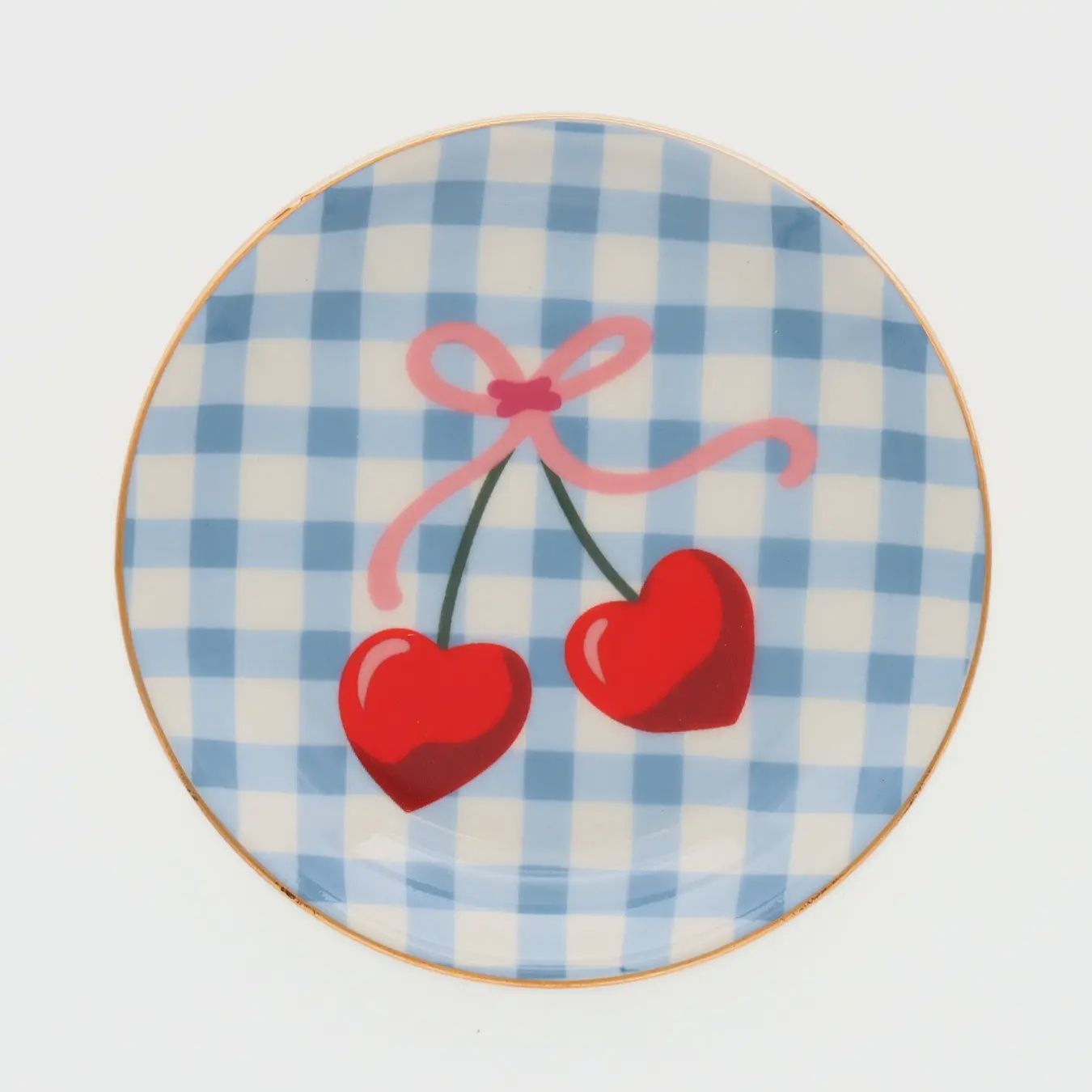 Gingham Cherry Round Tray
