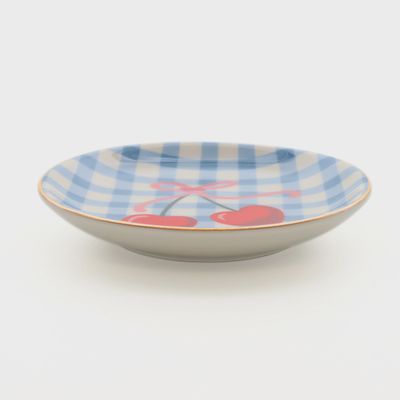 Gingham Cherry Round Tray