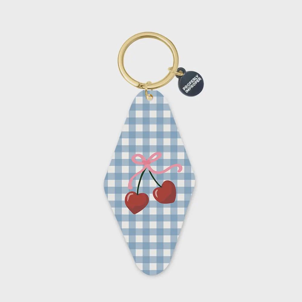 Gingham Cherry Keychain