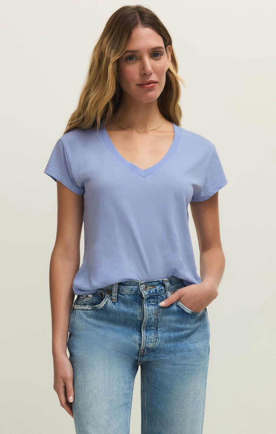 Modern V-Neck Tee, Color: Blue Light, Size: Large