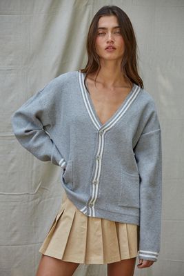 Crest Line Striped Cardigan