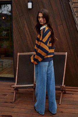 Amerie Striped Collared Pullover