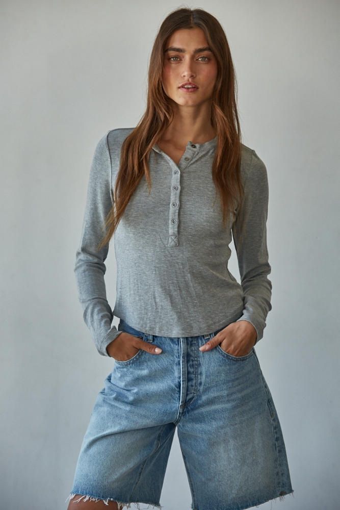 Studio Henley Ribbed LS