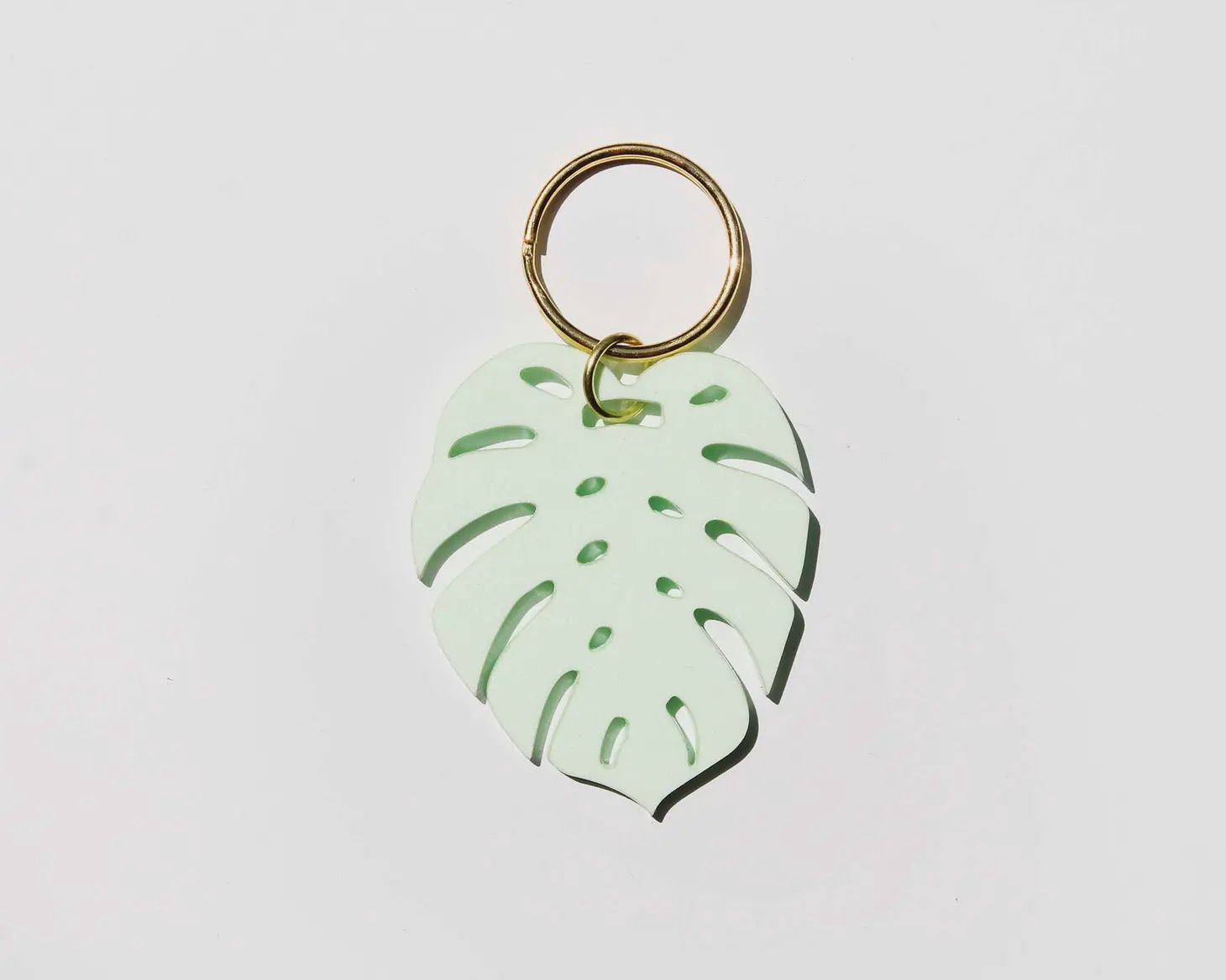 Monstera Acrylic Keychain, Colour: Mint