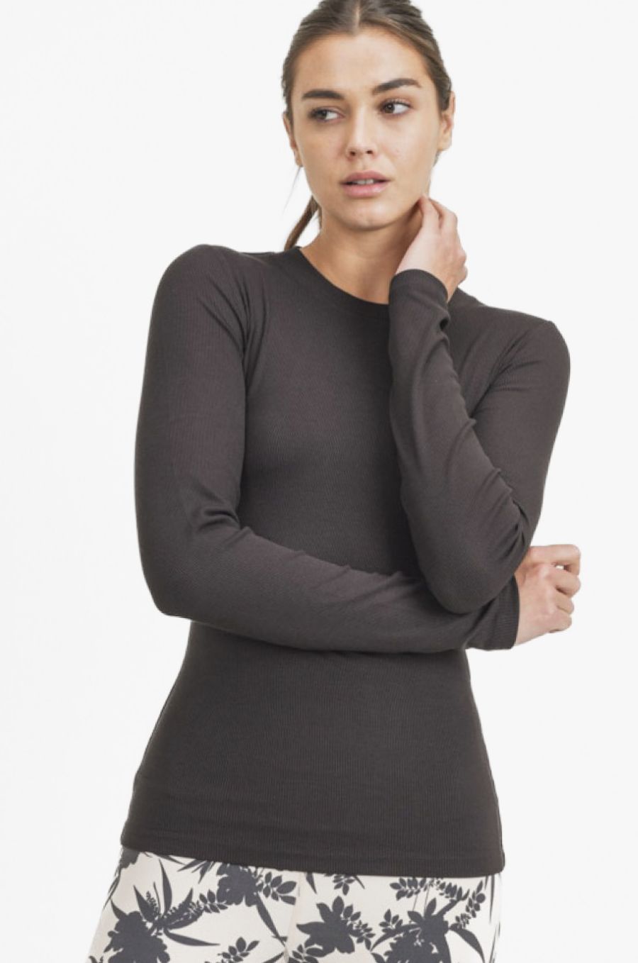 Essential Ribbed Long Sleeve, Colour: Black, Size: Small