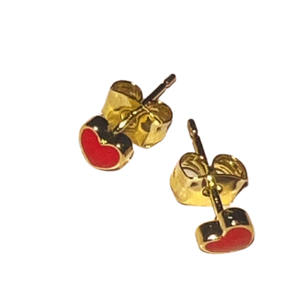 Heart Enamel Stud, Colour: Red