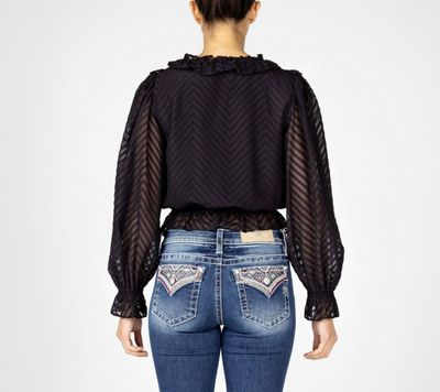 Swiss Dot Chiffon Cropped Blouse