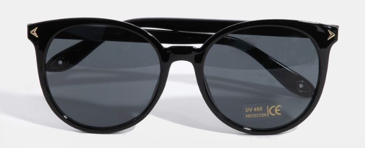 Round Lens Sunglasses, Colour: Black