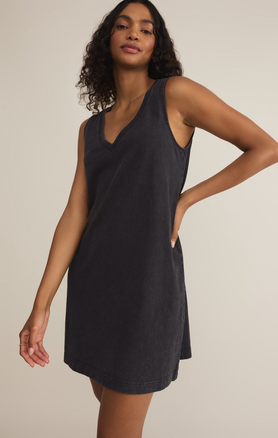 Sloane V-Neck Mini Dress, Colour: Black, Size: Extra Small