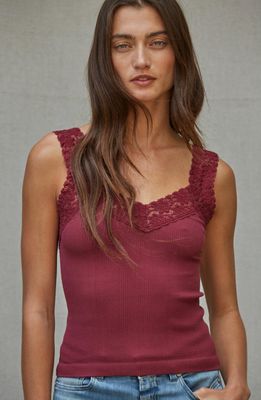 Lace Trim Ribbed Cami