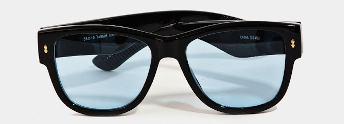 Thick Arm Square Sunglasses, Color: Black Blue