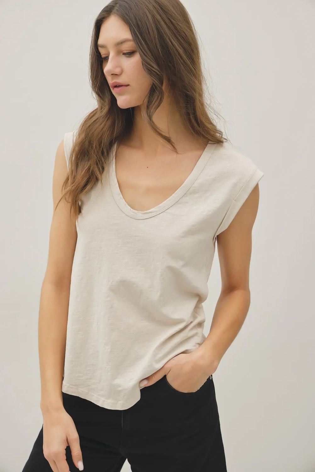 Cap Slub Tee, Color: Stone, Size: Small