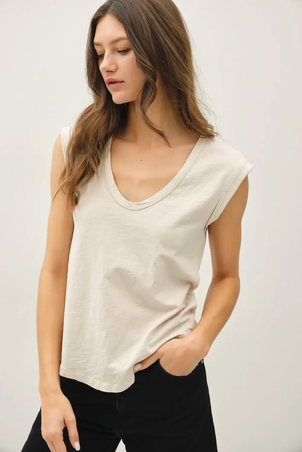 Cap Slub Tee, Color: Stone, Size: Small