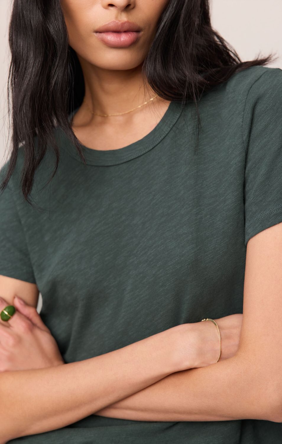 Junie Slub Tee Shirt, Color: Emerald Cove, Size: Extra Small