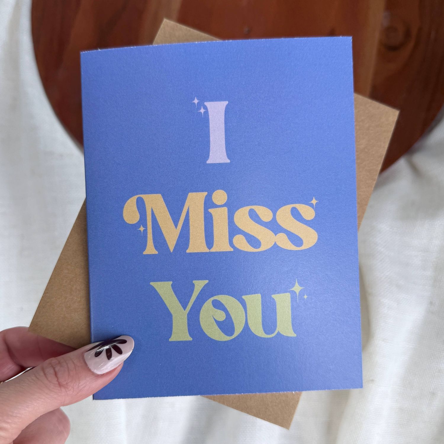 I Miss You Stars Text Greeting Card