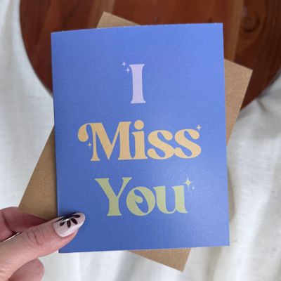 I Miss You Stars Text Greeting Card