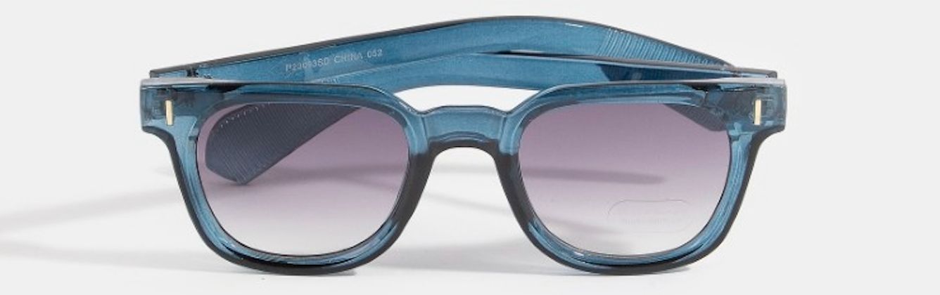 Thick Bar Sunglasses, Color: Blue