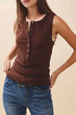 Ribbed Henley Tank