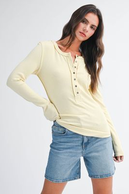 Ribbed Henley Long Sleeve