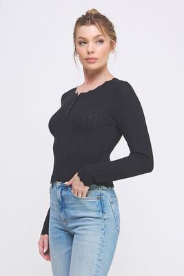 Scalloped Pointelle Sweater
