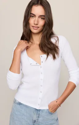 Albany Waffle Button Up Top