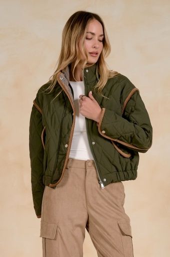 Oliver Cord Trim Jacket, Colour: Olive, Size: Extra Small