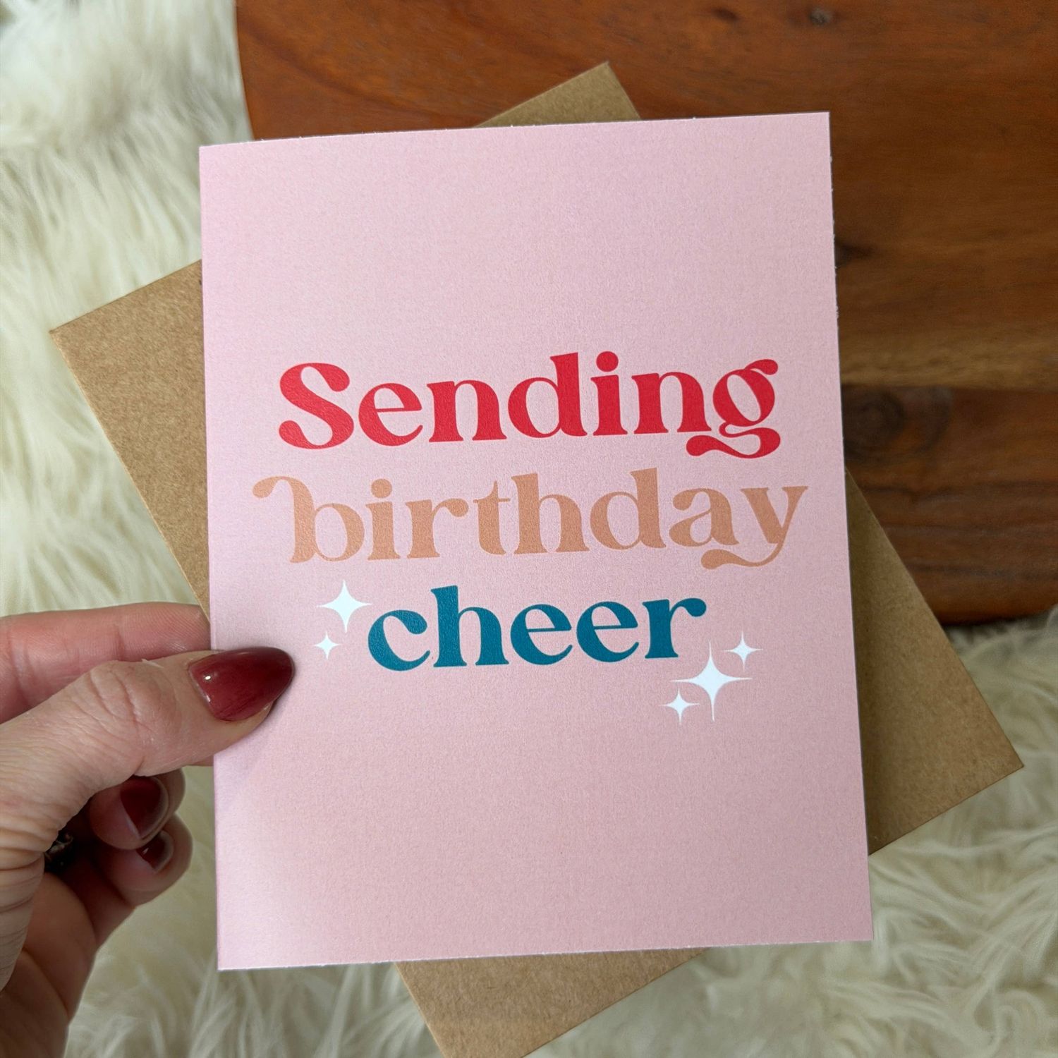 "Sending birthday cheer" Text Birthday Card