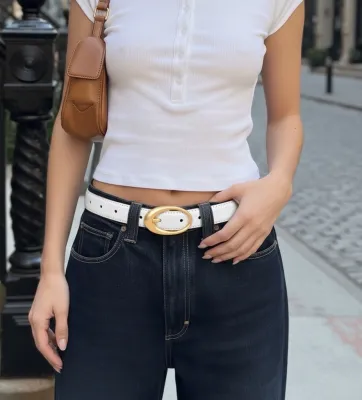 Croco Clean Stitched Belt