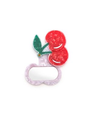 Swing-Hinge Folding Compact Mirror - Cherries - Red &amp; Green