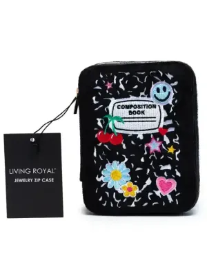 Velvet Jewelry Zip Case / Organizer - "Mixtape" Cassette
