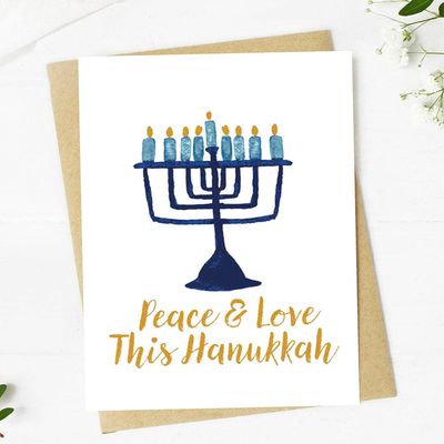 "Peace &amp; love this Hanukkah" Card