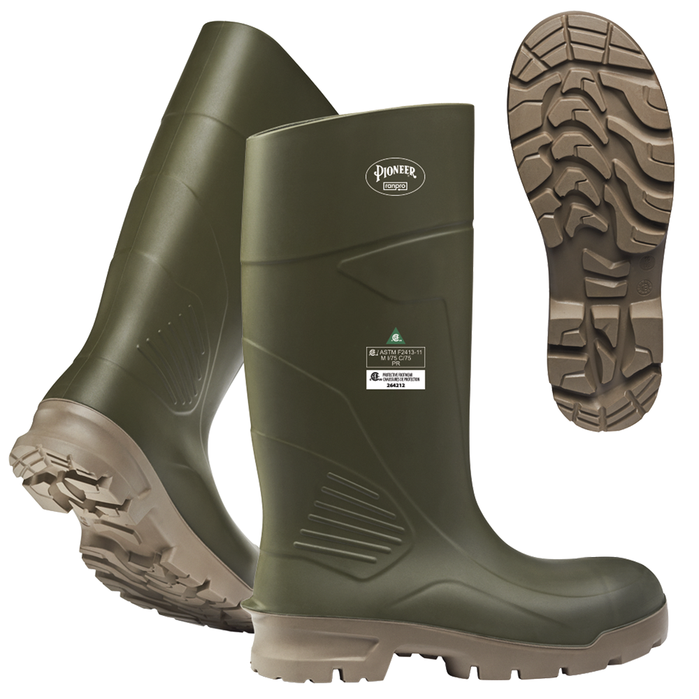 Pioneer - Ranpro Steel Toe/Plate PU Boot, Size: 4, Colour: Green