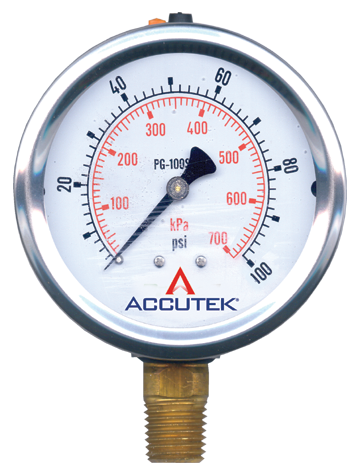 PRESSURE GAUGE 0-5000 PSI LQD 5&quot; FACE 1/4 MPT STEM BOTTOM MOUNT
