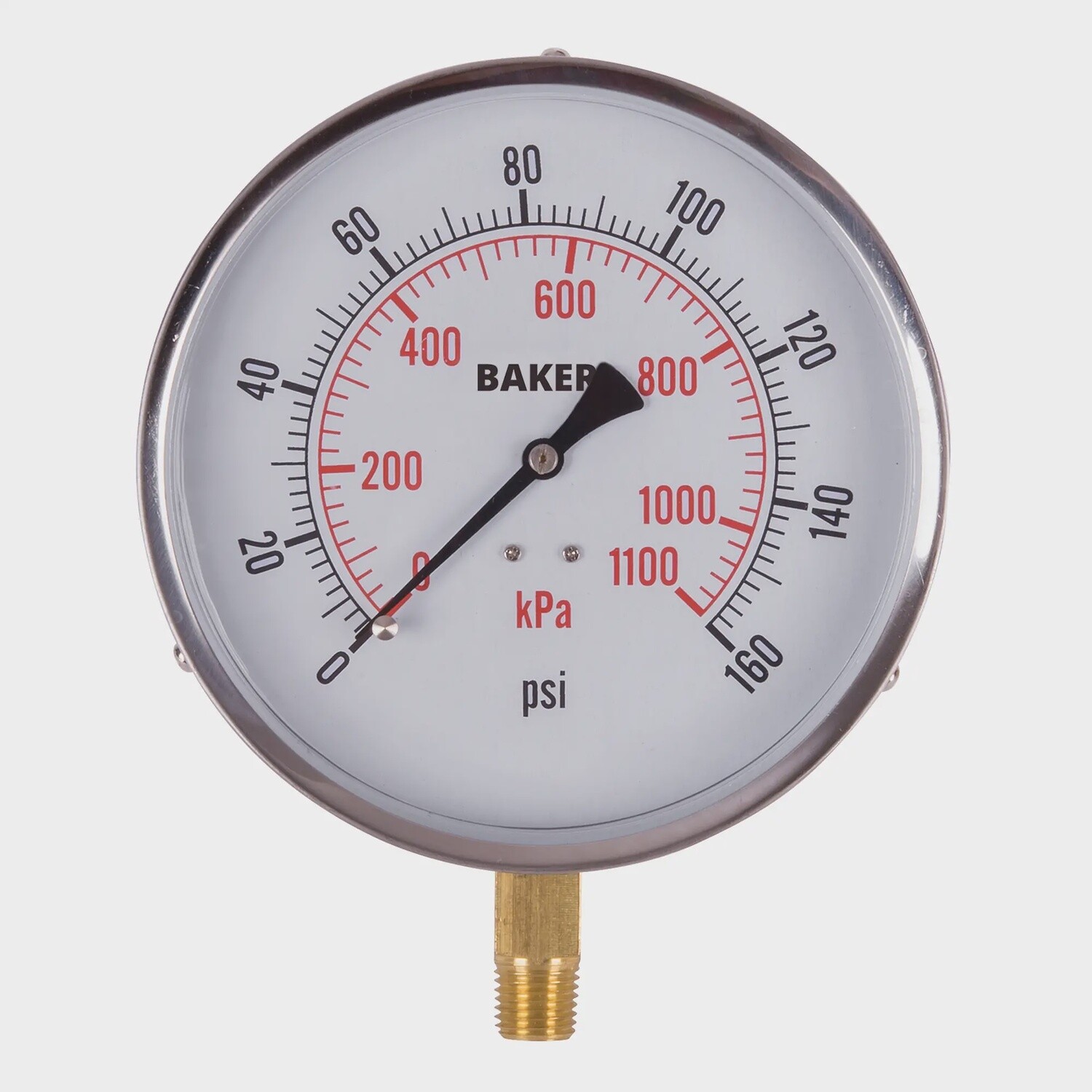 PRESSURE GAUGE 0-160 PSI LQD FILLED 4.5&quot; FACE BOTTOM MOUNT