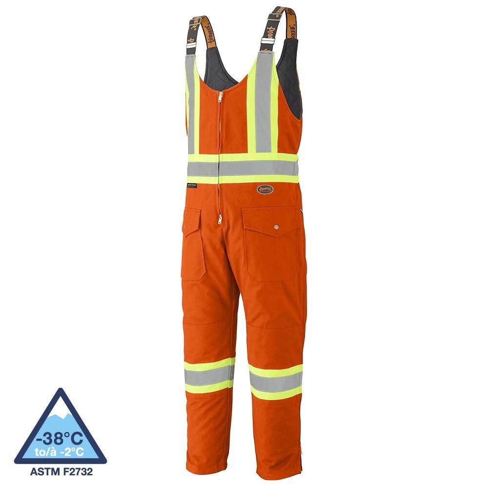 INSULATED SAFETY OVERALL QUILTED COTTON DUCK ORANGE (-38), Size: 2XL