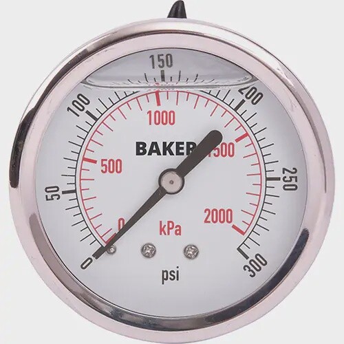 PRESSURE GAUGE 0-300PSI LQD FILLED 2.5&quot; FACE BACK MOUNT