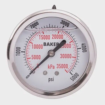 PRESSURE GAUGE 0-5000 PSI LQD FILLED 2.5&quot; FACE BACK MOUNT