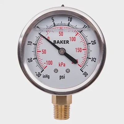 PRESSURE GAUGE VACUUM 30HG - 30PSI LQD FILLED 2.5&quot; FACE