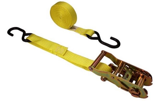 RATCHET STRAP 1&quot; X 20 S HOOKS WLL-1000LB. YELLOW