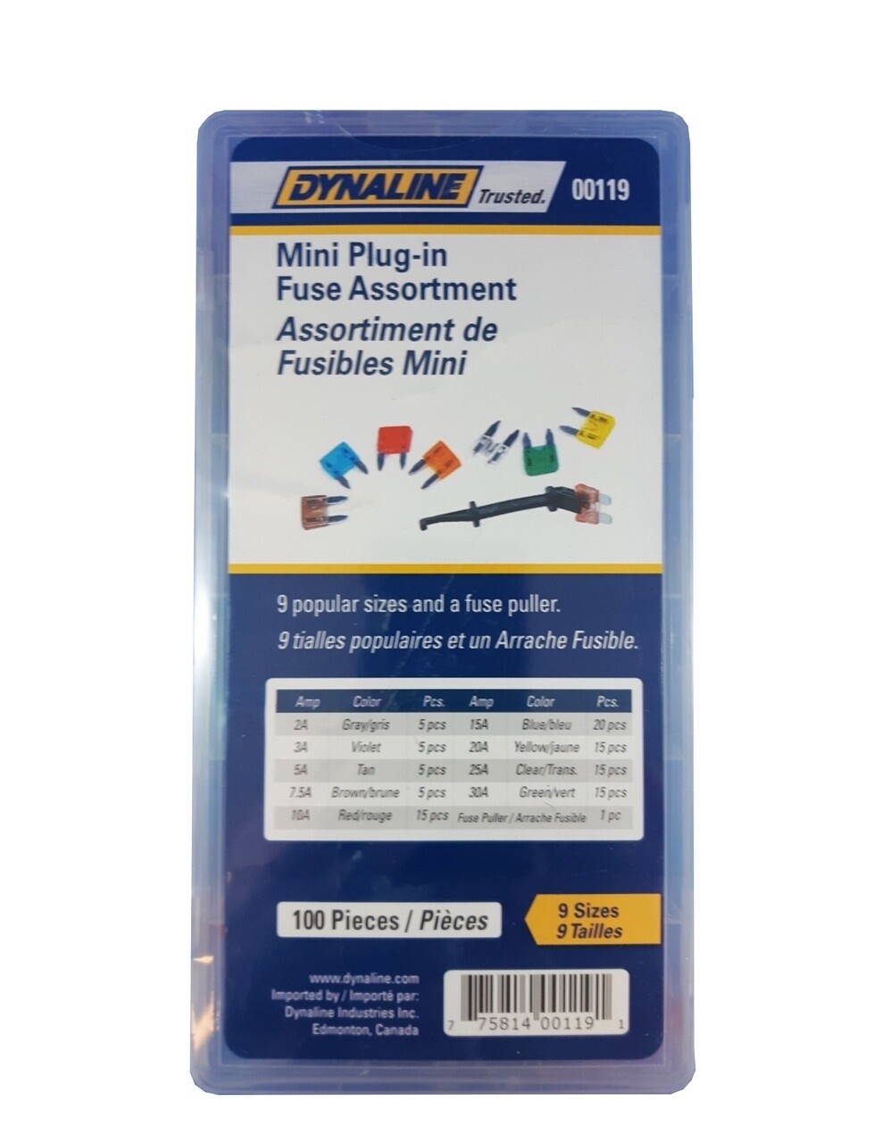 MINI PLUG IN FUSES 100PCS 9 SIZES + 1 PULLER