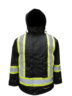 FR - FLAME RESISTANT  RIP-STOP THERMOMAXX INSULATED SAFETY PARKA BLACK -50