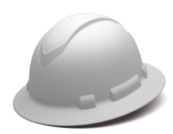 RIDGELINE MATTE WHITE CARBON FIBER PATTERN FULL BRIM HARD HAT
