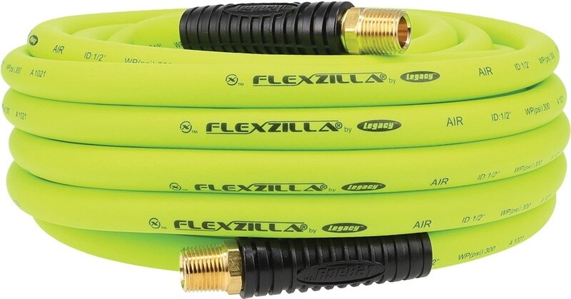 FLEXZILLA HYBRID POLYMER AIR HOSE 1/2" X  50' W 3/8" MNPT ENDS