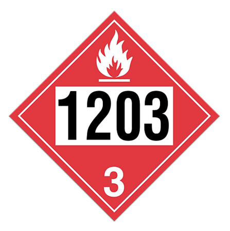 CLASS 3 (UN1203) PLACARD GASOLINE ADHESIVE VINYL